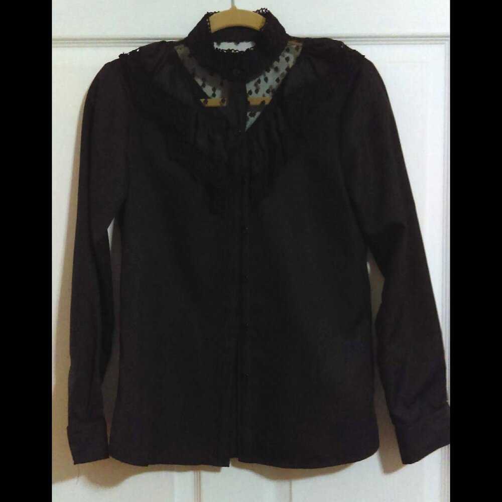 Women's Elegant Stage West by Prior Blouse Stand Up Collar Long Sleeve Sz 32 USA